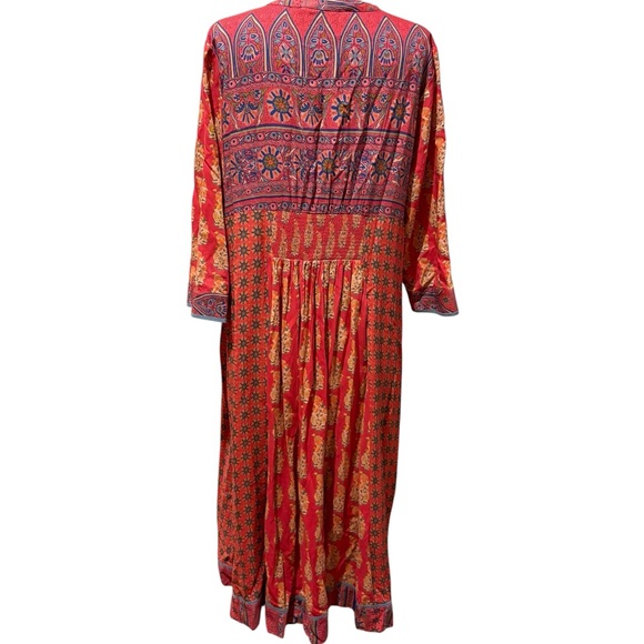 Soft Surroundings Red and Blue Midi Dress size L - Picture 4 of 14